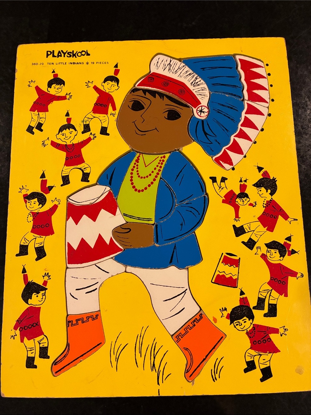 Vintage Playskool Ten Little Indians Wooden Puzzle 1970’s